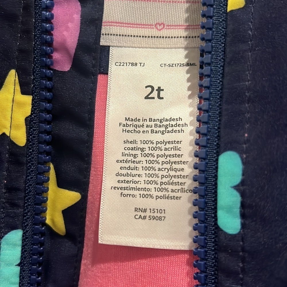 Girls Carter’s butterfly rain jacket. Size 2 toddler - Picture 14 of 15